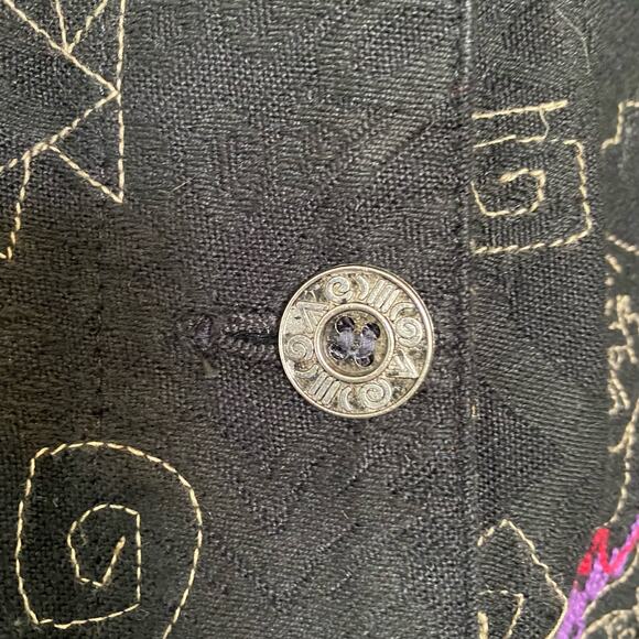 Chico’s Black Embroidered Jacket African Tribal Art‎ to Wear 1 Medium - Picture 5 of 6